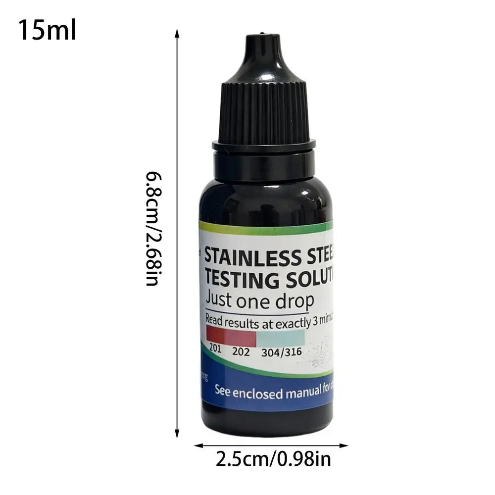 15ml 304/201/202 Instant Stainless Steel Testing Solution Quick Portable Agent for Kitchen Lab Home House Metal Tester Vue A