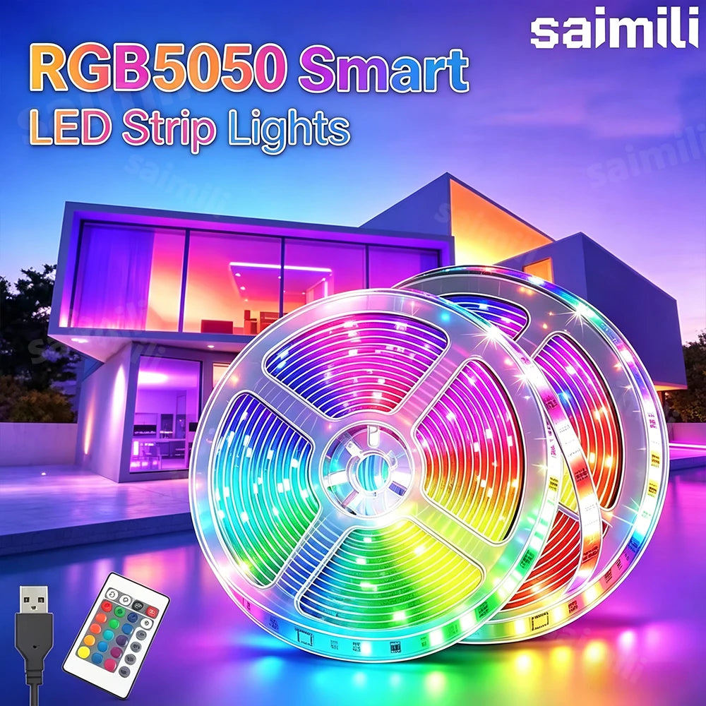 LED USB Strip Light Color Changing 5050 RGB LED Flexible Lights with 24 Keys for Children Gaming Room Home Party TV Backlight Vue