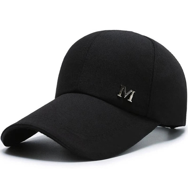Men Women Baseball Cap Summer Cotton Hat Snapback Hip-Hop Cap Adult Sport Sun Hat Casual Long Brim Sunscreen Golf Cap Vue Black