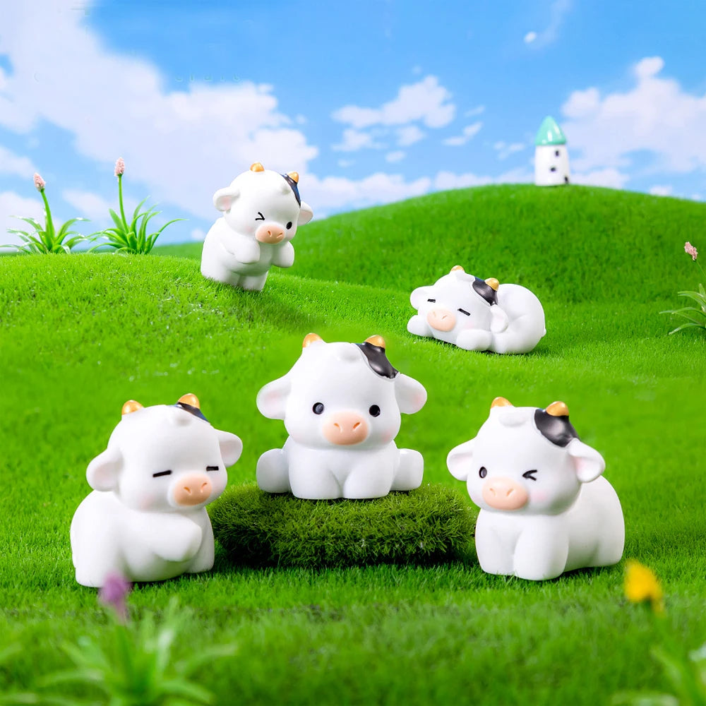 48PCS Mini Cow Figurines Resin Cow 6 Kinds of Cute Cow Resin Animal Mini Resin Figures Outdoor Home Garden Decoration Accessorie Vue