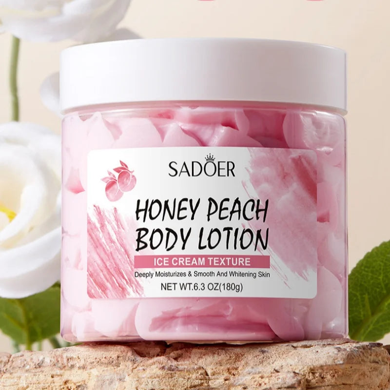 180g Peach Body Lotion, Containing Peach Fruit Extract, Glycerin and Other Skin-Friendly Ingredients, with an Ice-Cream-Like Texture That Melts Instantly, Is Refreshing and Non-Sticky, Suitable for Various Skin Types, a Must- Vue