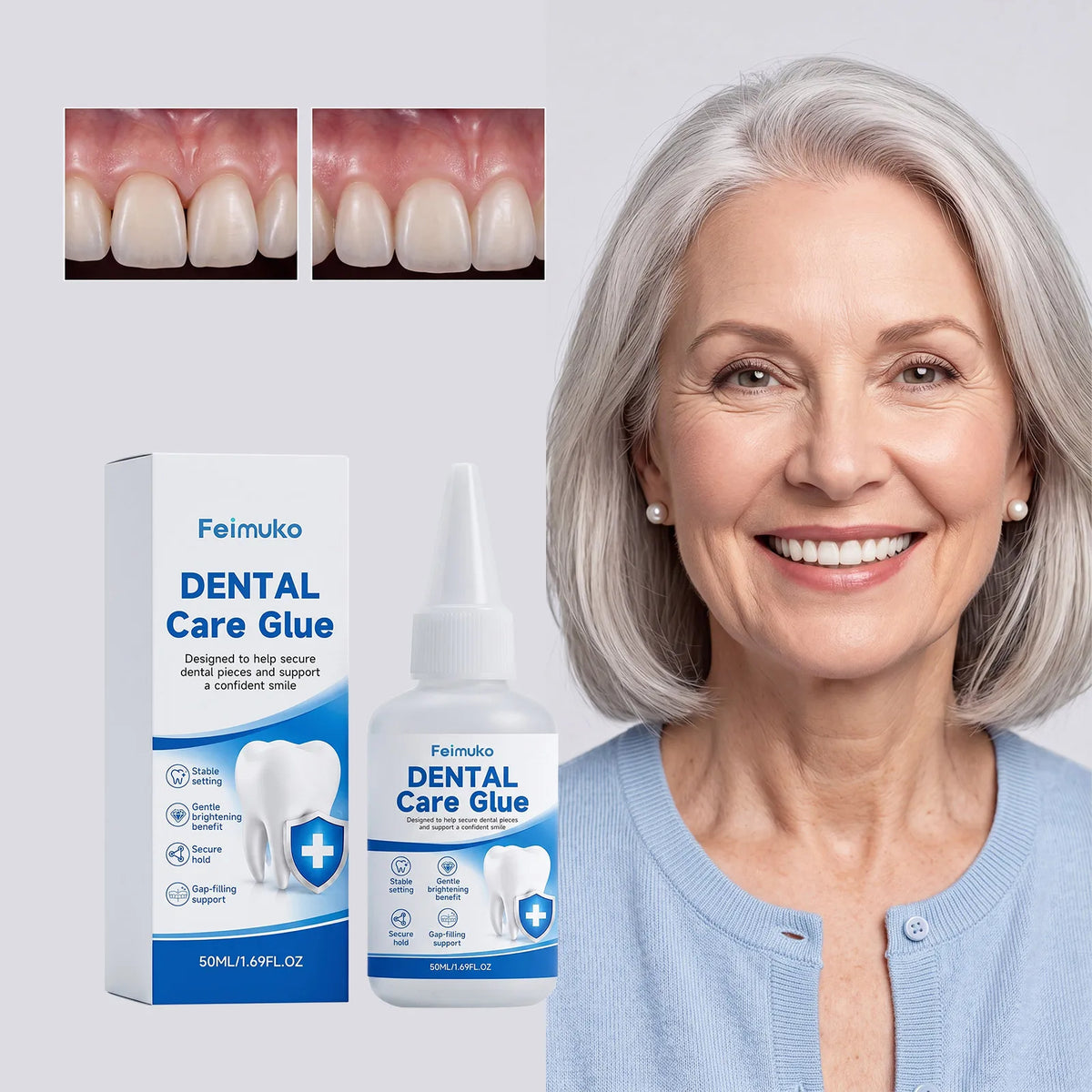 Denture Adhesive Cream. Provides strong grip for snug denture fit, lets you smile with confidence for daily oral care. Vue