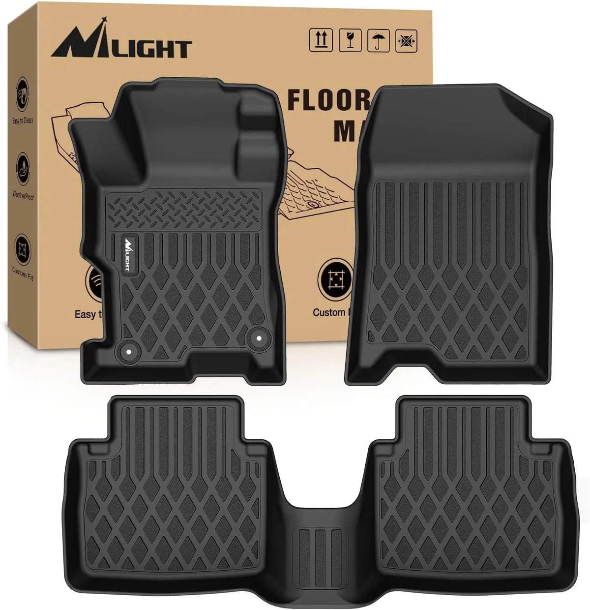 Nilight TPE Floor Mats for Honda Accord 2008 2009 2010 2011 2012 All Weather Custom Fit Heavy Duty Floor Liners Vue United States 2008-2012 Accord