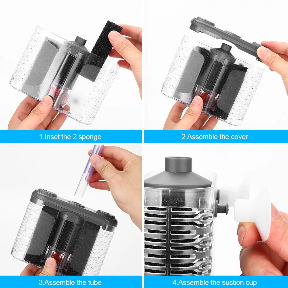 3-in-1 Aquarium Filter Fish Tank USB Multi Functional Built-in Filter Adjustable Electric Oxygenating Wave Generating Filter Vue