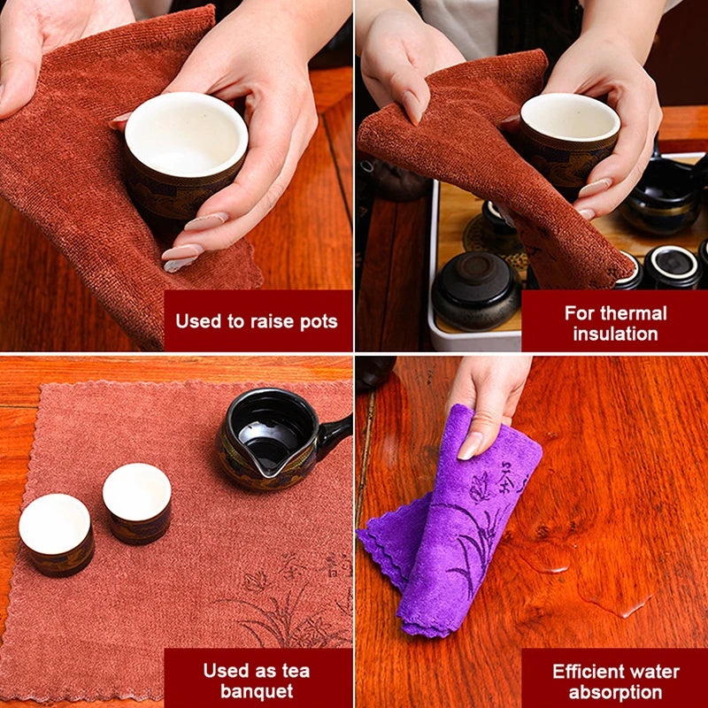 30*30cm Absorbent Thick Tea Towel, Professional Tea Table Cloth, Super Absorbent, High-End Tea Cleaning Coaster Accessories Vue