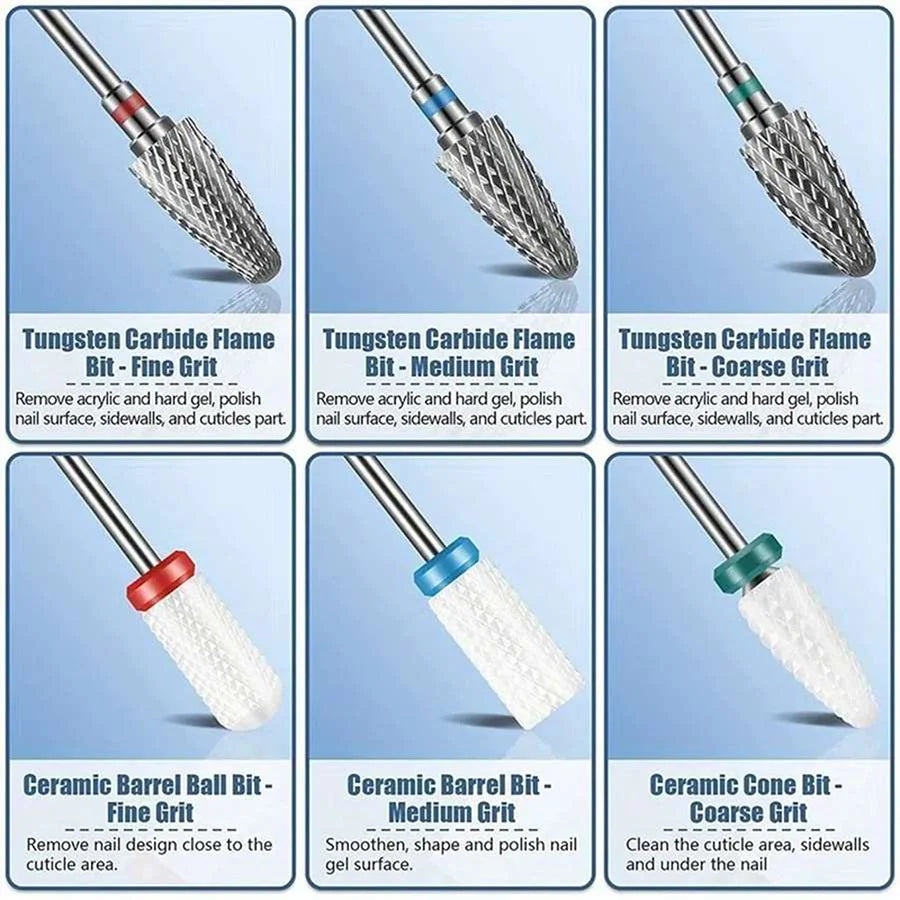 14PCS Nail Drill Bit Set with Cleaning Brush 3/32 Professional Cuticle Bits for Acrylic Gel Manicure Pedicure Home Salon Vue