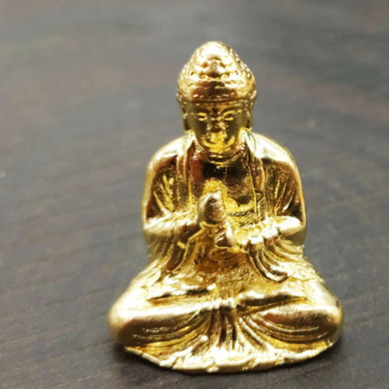 2Colors Pure Brass Miniature Shakyamuni Buddha Decoration Home Decor Miniature Figurine Vue Gold