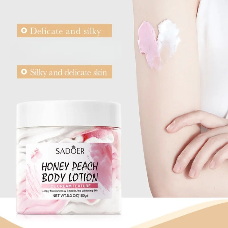 180g Peach Body Lotion, Containing Peach Fruit Extract, Glycerin and Other Skin-Friendly Ingredients, with an Ice-Cream-Like Texture That Melts Instantly, Is Refreshing and Non-Sticky, Suitable for Various Skin Types, a Must- Vue