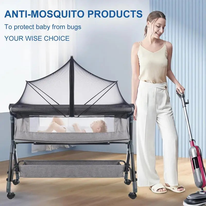 Bassinet Mosquito Net Cover Baby Crib Mosquito Net Breathable Bassinet Mesh Cover for Bassinet/Bedside Sleeper/Travel Crib Vue