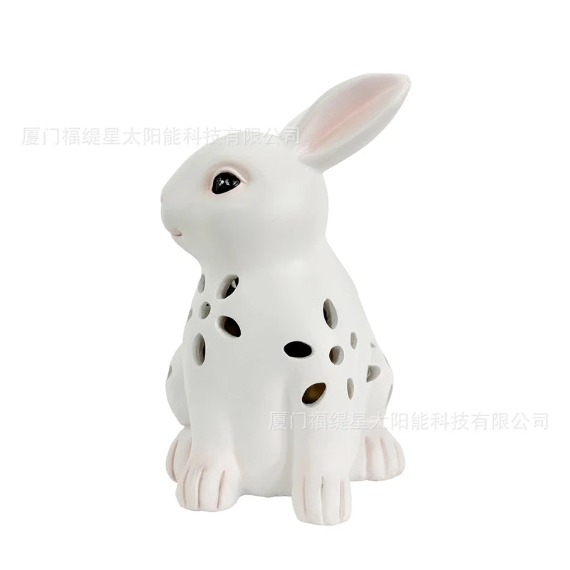 Resin Hollow Rabbit Sculpture European Style Home Garden Courtyard Tabletop Decoration Easter Gift For Kids Women Couples Vue