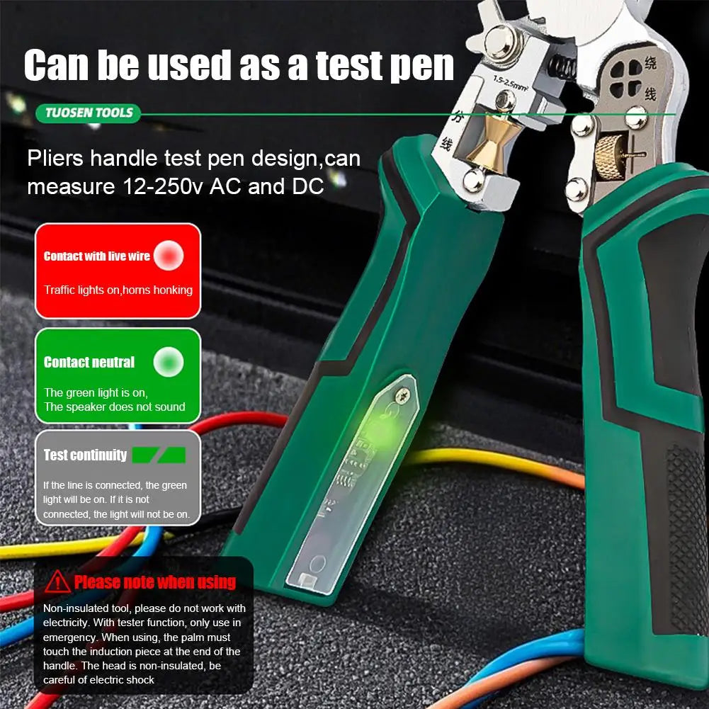 9 In 1 Smart Electricity Measurement Foldable Wire Stripper Multi-function Cutting Splitting Winding Wire Strippers Hand Tools Vue