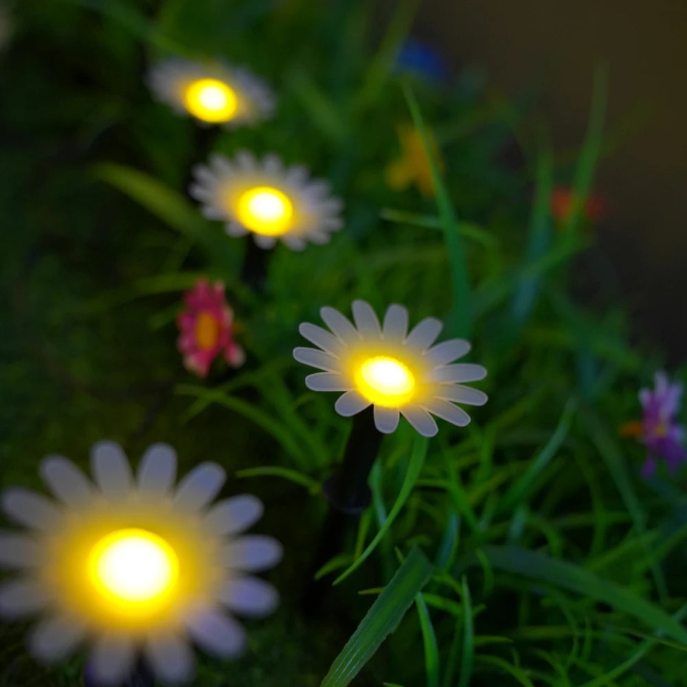 5M10LED/8M20LED Outdoor Solar Daisy String Lights, Waterproof Flower LED Ground Lamps for Courtyard Party Garden Holiday Decor Vue