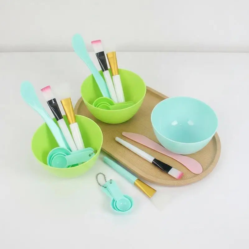 7Pcs DIY Facial Mask Mix Kit Soft Silicone Brush Spoon Spatula Face Mud Bowl Home Beauty Supply Vue