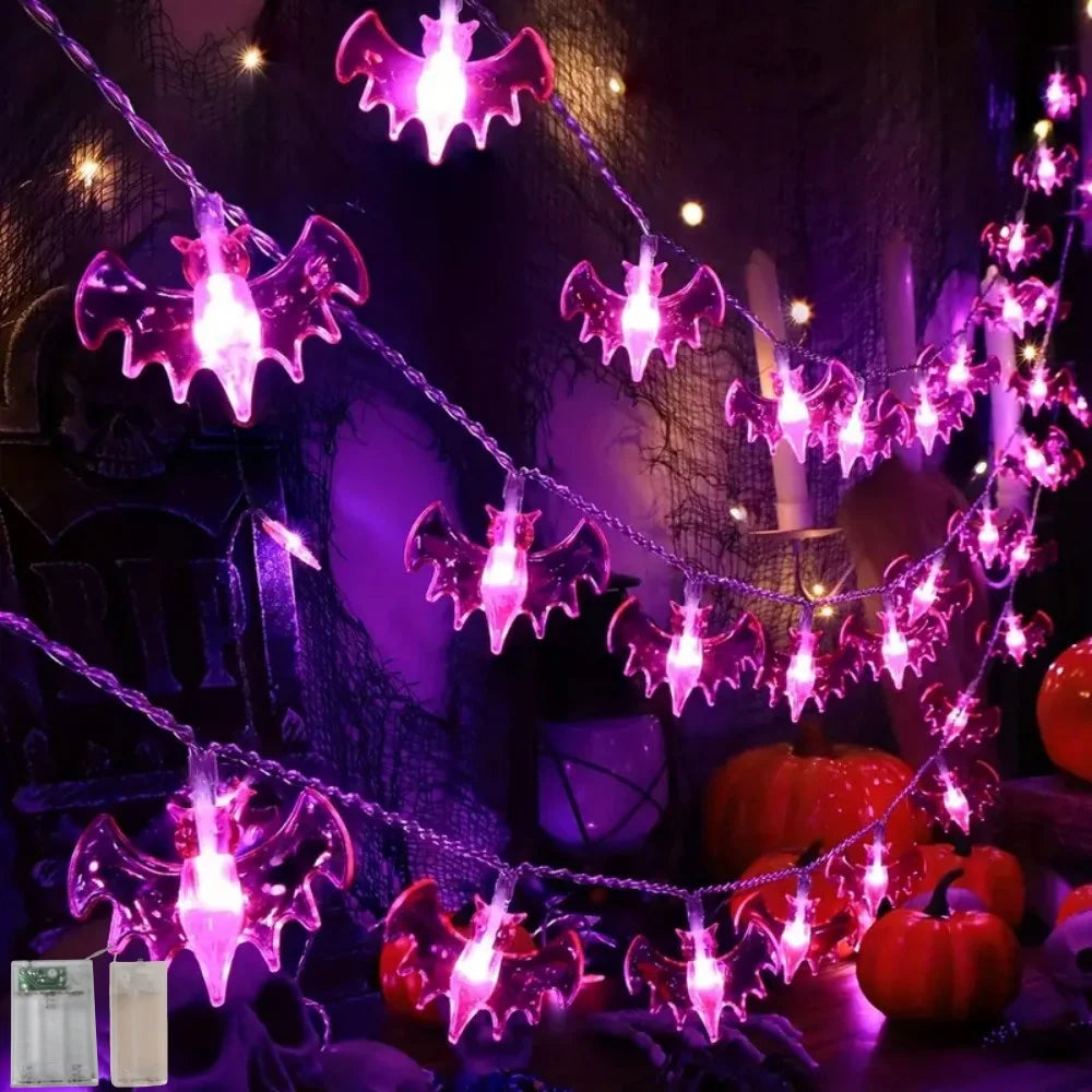 1PC Halloween Bat String Lights, Battery Powered, for Decorating the Easter Day of the Dead at Night, Parties, Gathering Room Vue
