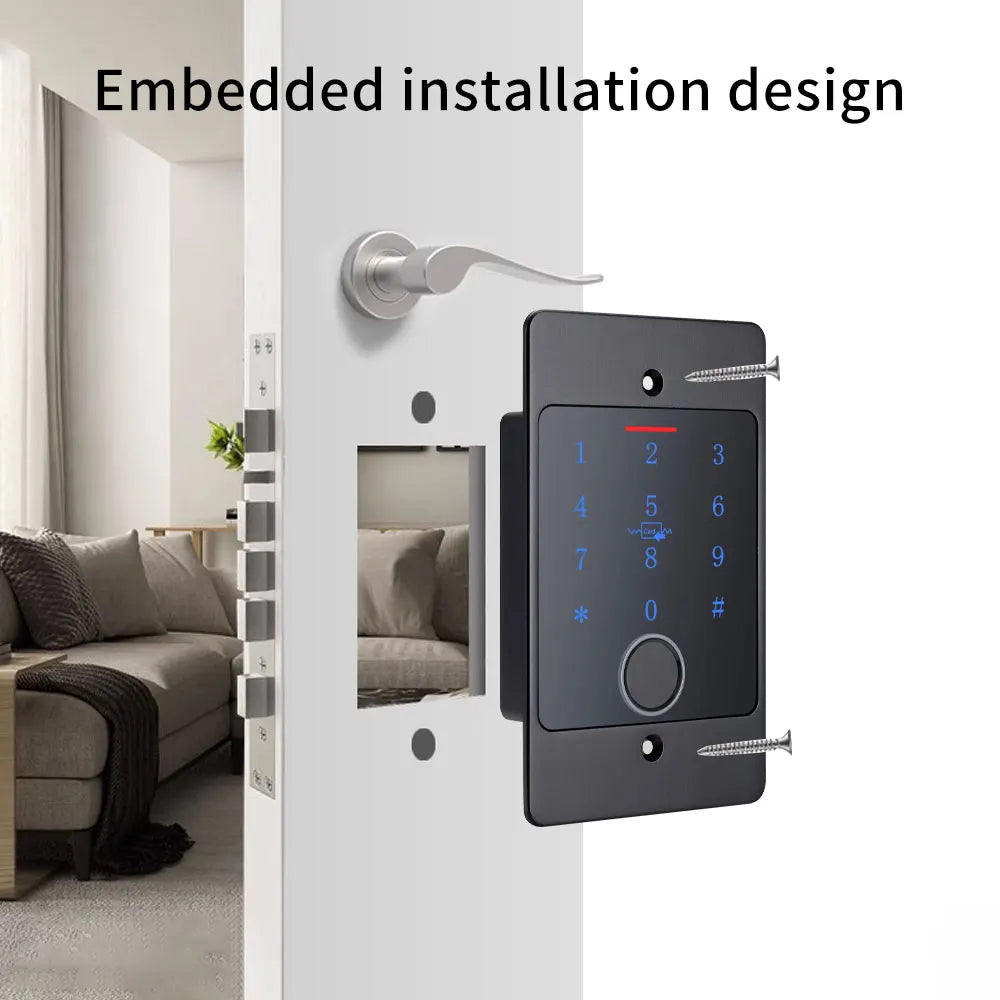 Support Tuya APP WIFI Waterproof Backlight RFID Door Access Control Fingerprint Card Reader Embedded Metal Keypad Access Control Vue