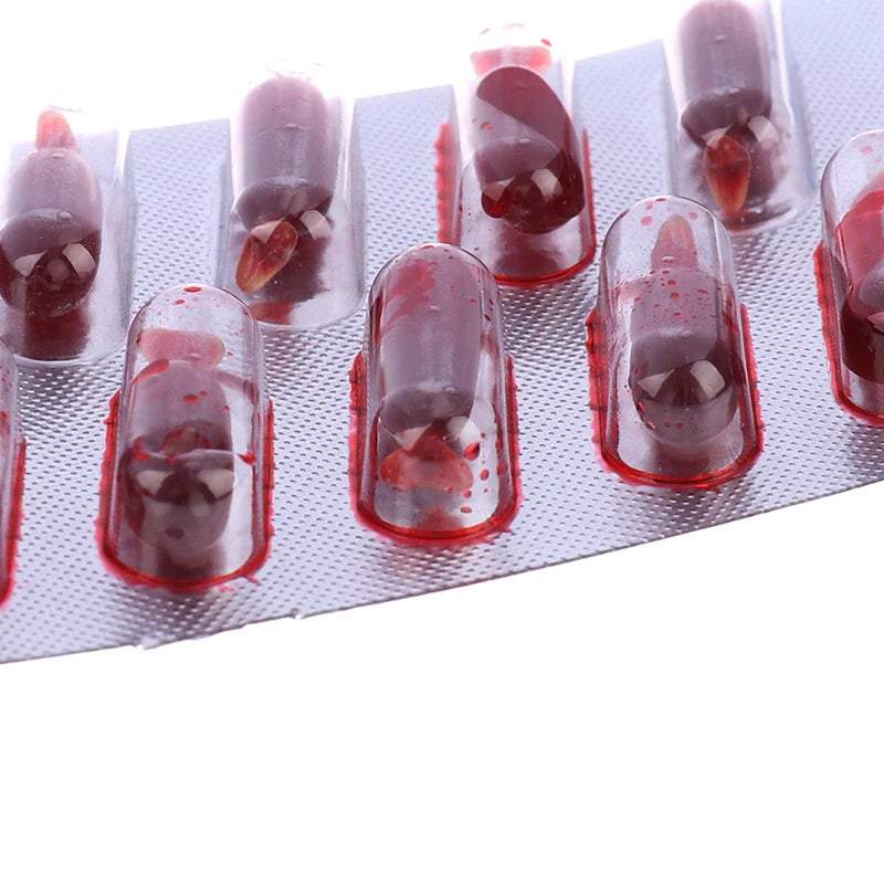 Fake Blood Pill Vampire Toy Capsules Horror Funny Halloween Prank