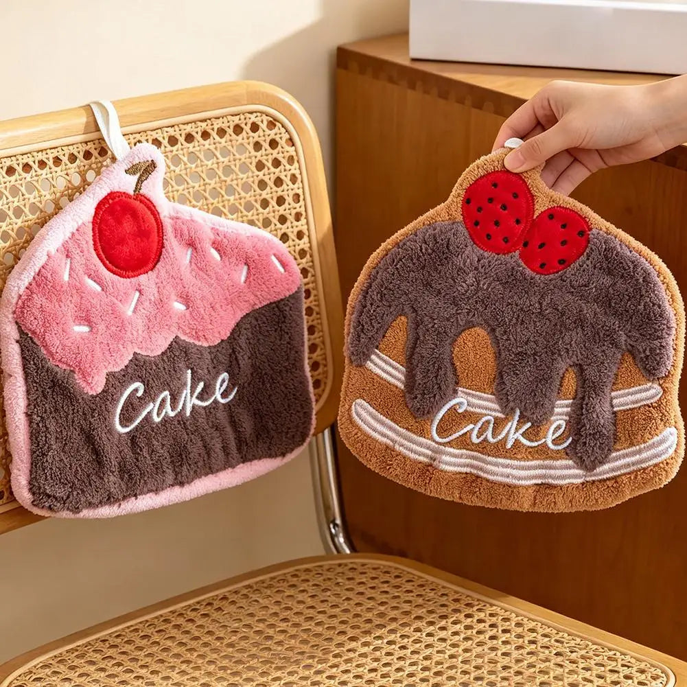 Cute Cake Hand Towel Soft Absorbent Hanging Bath Towels for Kids Kitchen Bathroom Tableware Cleaning Quick Dry Microfiber Cloth Vue