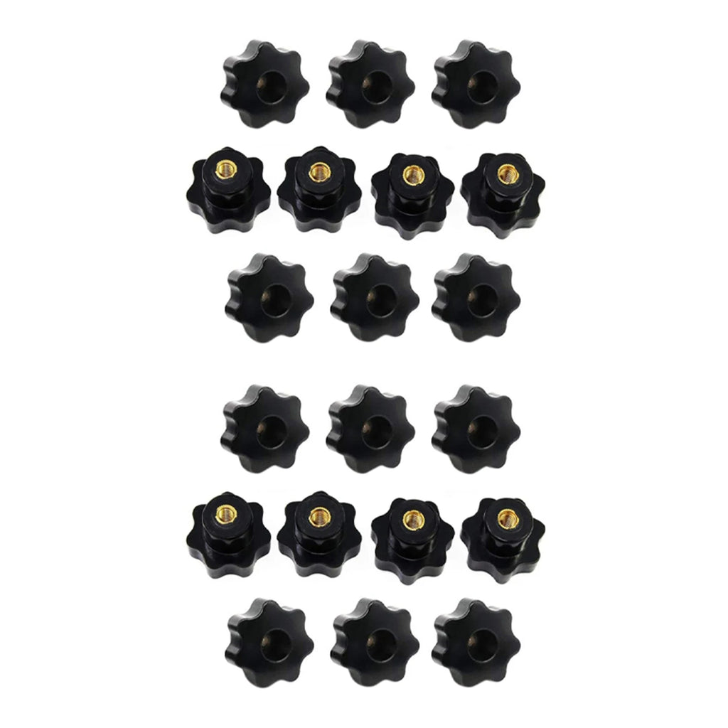 ABKW-20PCS M6 Female Knob Screws M6 X 32Mm Female Threaded Star Head Clamping Knob Grip Black Vue Black CN