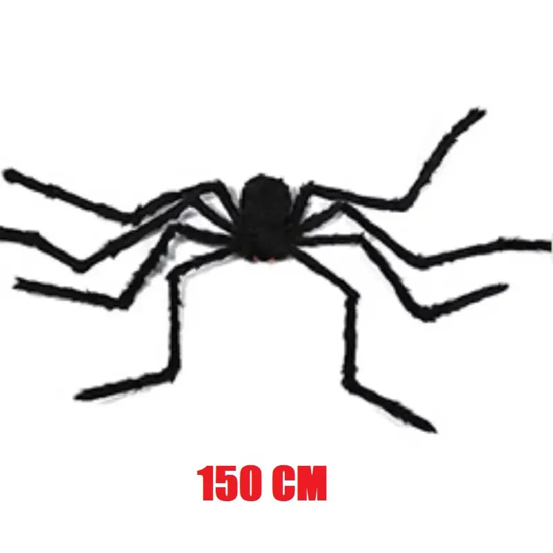 Halloween Big Plush Spider Horror Halloween Decoration Party Prop Outdoor Giant Spider Decor 30-200cm Chamber Prank Black Spider Vue 150 cm