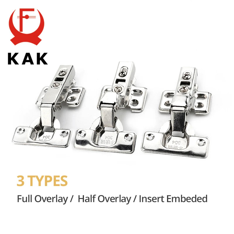 KAK Stainless Steel Cabinet Hinges Soft Closing Hydraulic Door Hinge Damper Buffer Kitchen Cabinet Furniture Hardware Vue