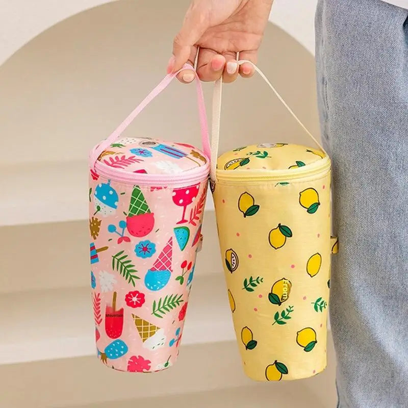 Cute Cartoon Milk Tea Tote Bag Heat Preservation Bag Portable Insulated Cup Cover Eco-friendly Handbag Cup Accessories Vue