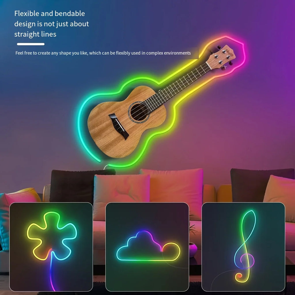 RGBIC Neon Strip Light Bluetooth Neon Led Strip Lights Smart 1M 2M 3M 5M Waterproof RGBIC Flex Ribbon Led Tape Music Sync Vue
