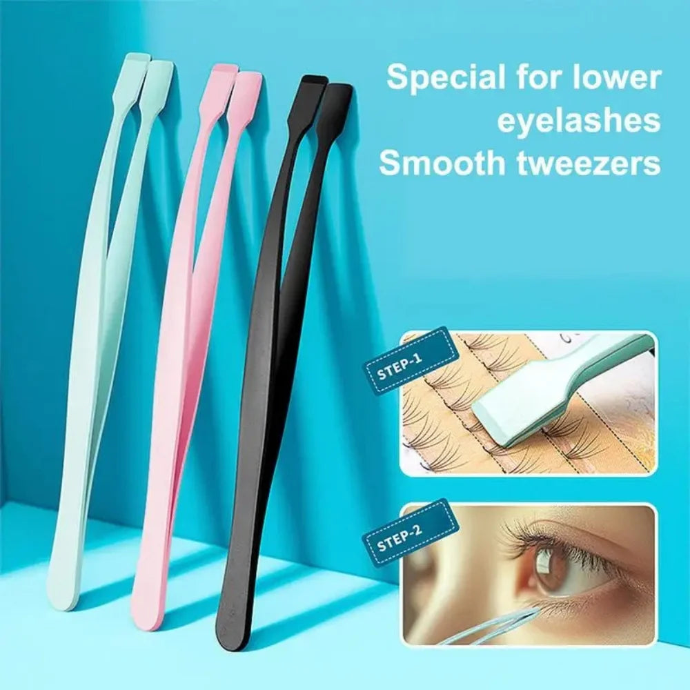 False Eyelash Tweezers Stainless Steel Upper Lower Eyelash Cluster Applicator Tweezers Lash Professional Makeup Tool for Travel Vue