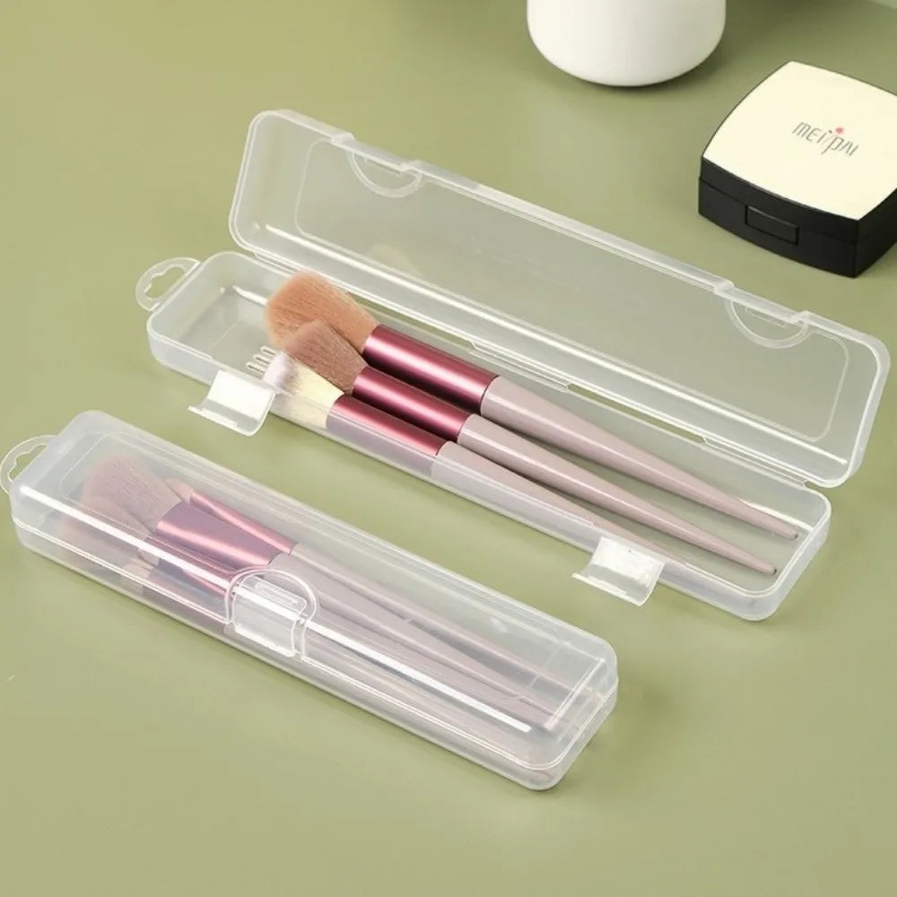 3 pcs Dustproof Lid Makeup Brush Organizer Reusable Portable Cosmetics Storage Box With Exhaust Vent Clear Storage Case Vue