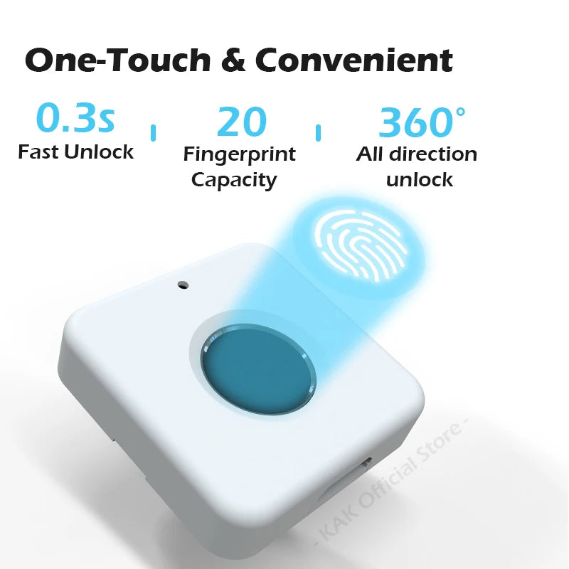 KAK Biometric Fingerprint Lock White Keyless Cabinet Lock Smart Drawer Locks Anti-theft Door Lock Long Standby Time Door Hardwar Vue