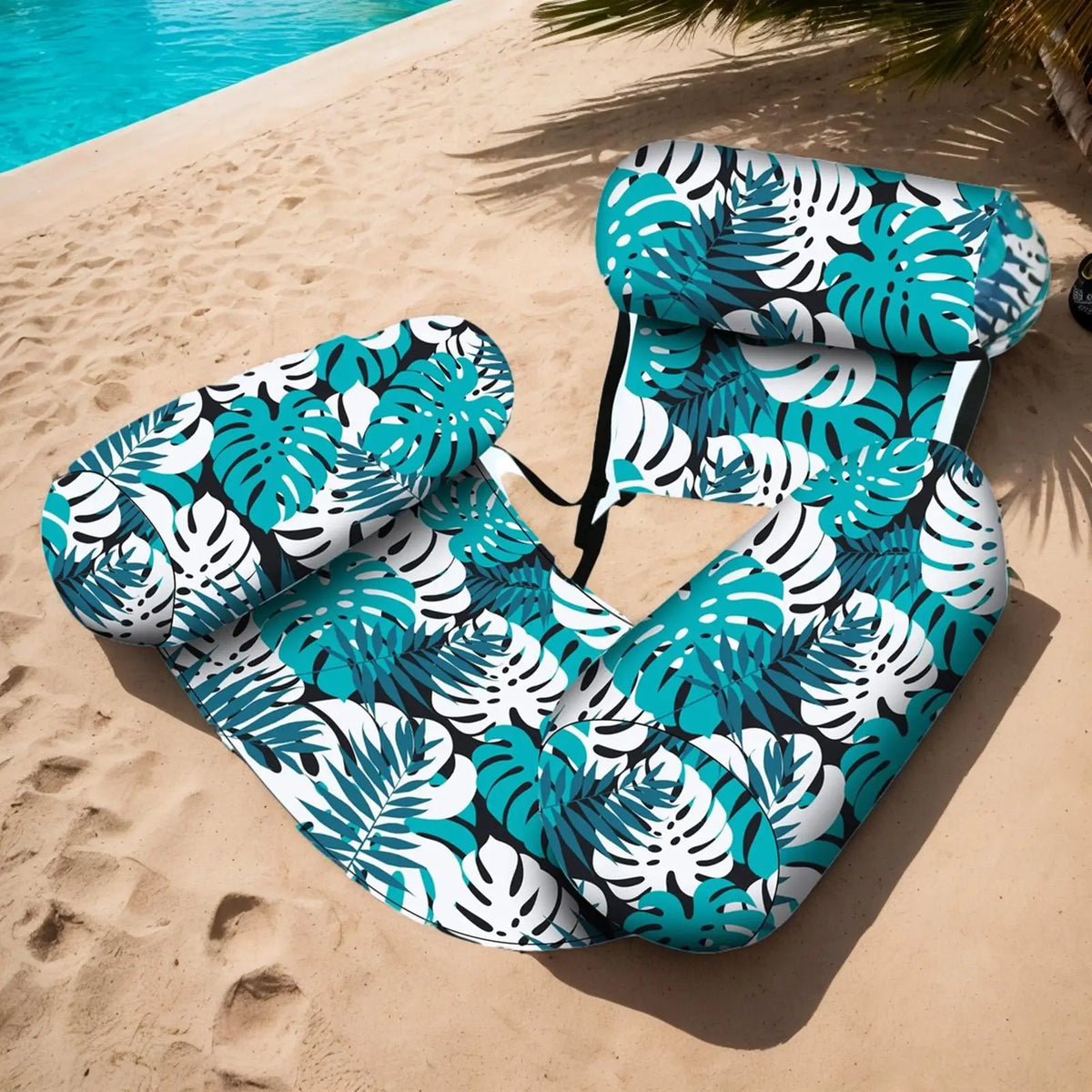 Heavy Duty Portable Inflatable Water Hammock Lounge Chair with Headrest Pool Float for Beach Lake River Outdoor Summer Vacation Vue