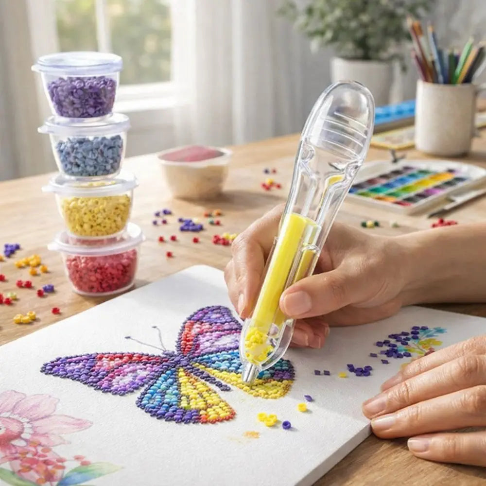 3D Pixel Puzzle Bead Positioning Pen Anti-slip with Bead Containers Fuse Beads Dispenser Jam-Free Educational Automatic Bead Pen Vue