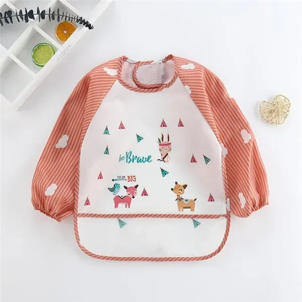 Baby Long Sleeve Scarf Boys Girls Burp Cloth For1-3Year Banana BibsWaterproof Toddler Art Smock Feeding Bib Apron Pocket Infant Vue B31 Fox 0-3Years