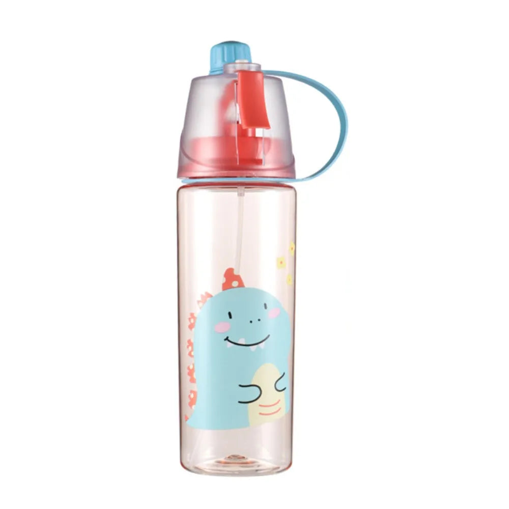 Cartoon Sports Water Cups Transparent with Spray Function Cooling Spray Cups 600ml Leak-Proof Plastic Water Bottles Summer Vue Style B other