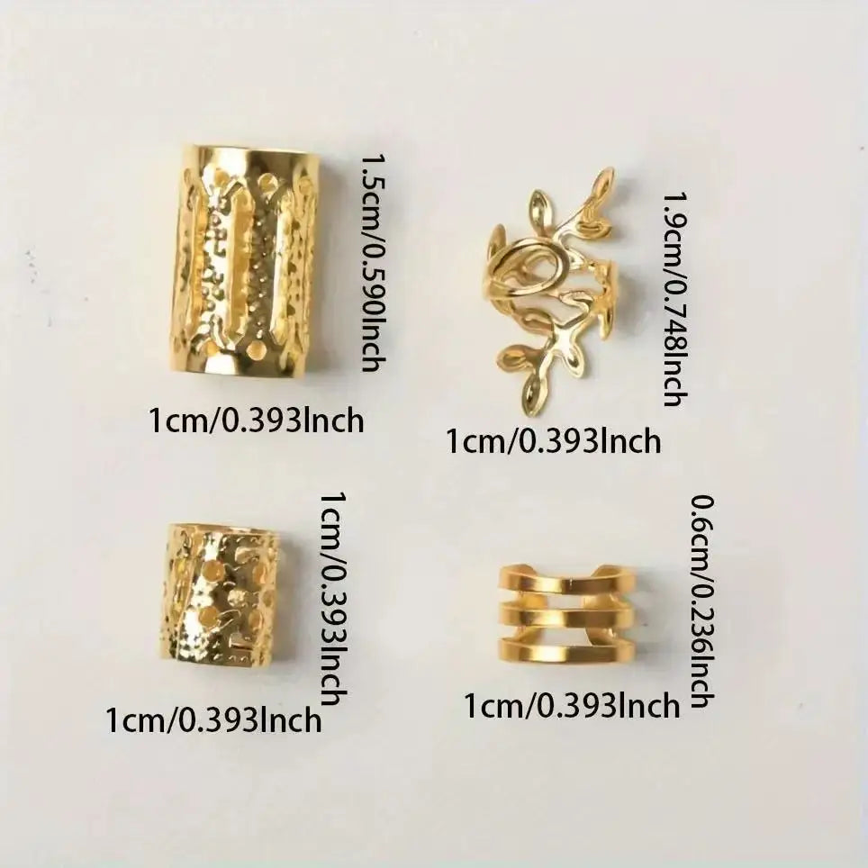 40Pcs Hair Ring Braid Dreadlocks Hole Micro Beads Adjustable Cuff Clip Hip Hop Hair Braid Styling Small Silver Gold Plated Vue