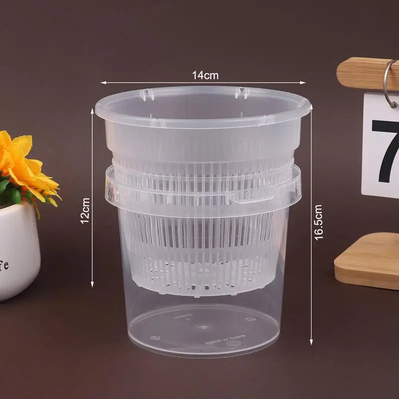 Self Watering Flowerpot Double-Layer Pots For Plants Nursery Pots With Holes Garden Automatic Absorbing Water Root Control Pots Vue Flat 14cm