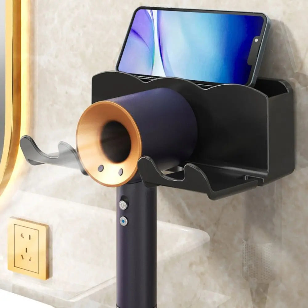 Plastic Hair Dryer Holder Wall-Mounted With Free Punching Blower Holder Stylish Hair Dryer Rack Storage And Sorting Bracket Vue