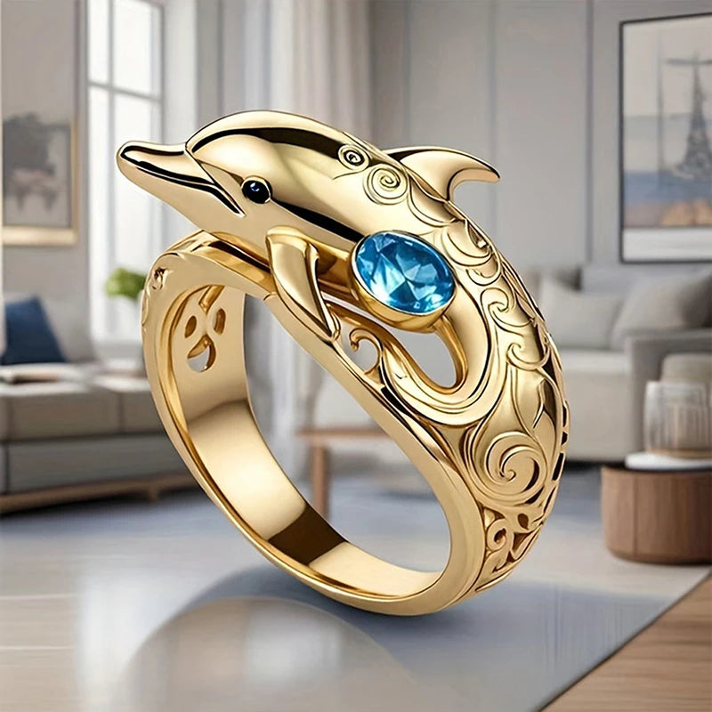 Huitan Dolphin Ring for Women | Cubic Zirconia Fashion Ring Fashion Ring Vue