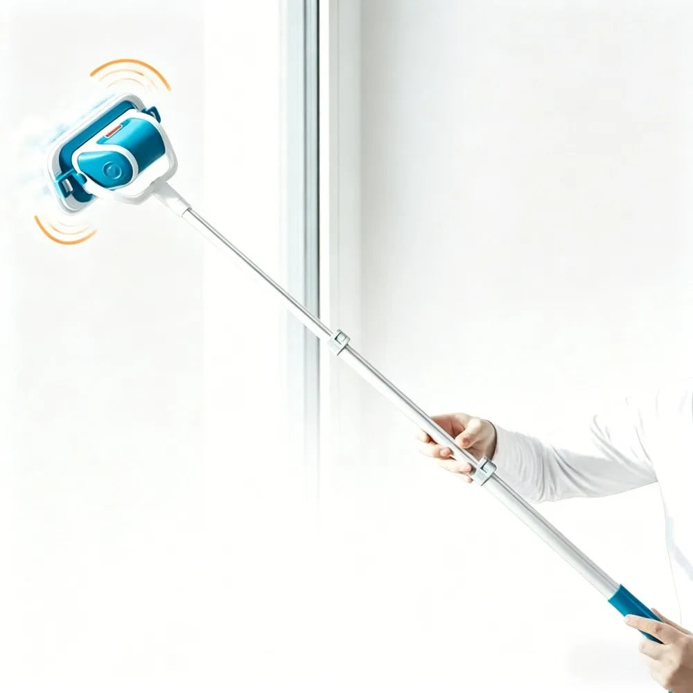 Multifunctional Detachable Electric Mop Wireless Rechargeable Glass Wiper Efficient Plastic Handheld Cleaner Shower Door Vue Blue