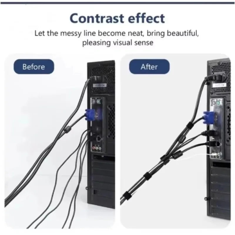 Reusable Fastening Tape Cable Ties, Multi-Purpose Cord Organizer, Computer And TV Wire Storage, Data Cable Management Tie Vue