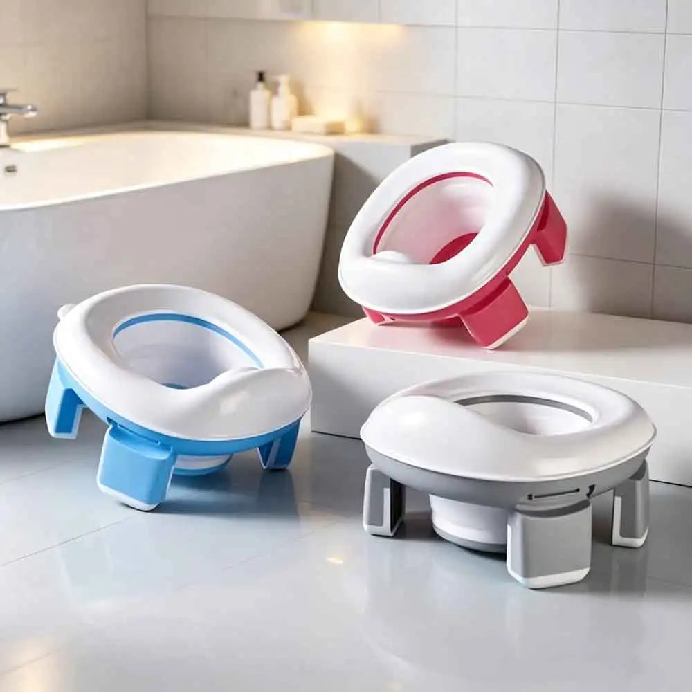 3 in 1 Travel Toilet Baby Pot Portable Silicone Baby Potty Training Seat Seat Foldable Blue Children Potty With Bags Vue