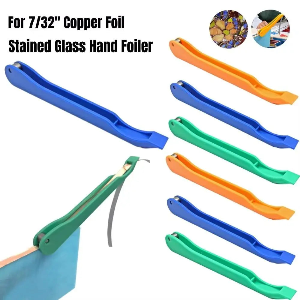 Plastic Tained Glass Hand Foiler Sturdy Durable Manual Foiling Tool Guide Groove Smooth The Edges Hand Foiler Introductory Tool Vue
