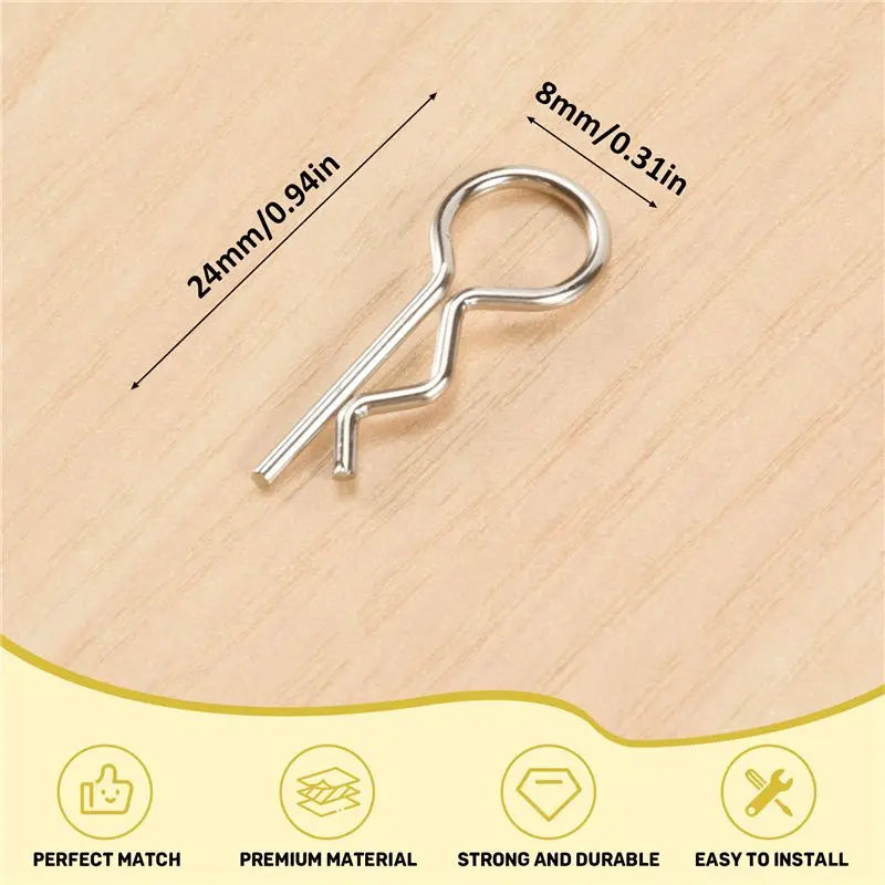 Hot-50Pcs Stainless Steel Body Clips Shell Cover Pin Bend For 1/10 RC Car Remote Control Hsp Redcat Exceed Spare Parts Vue