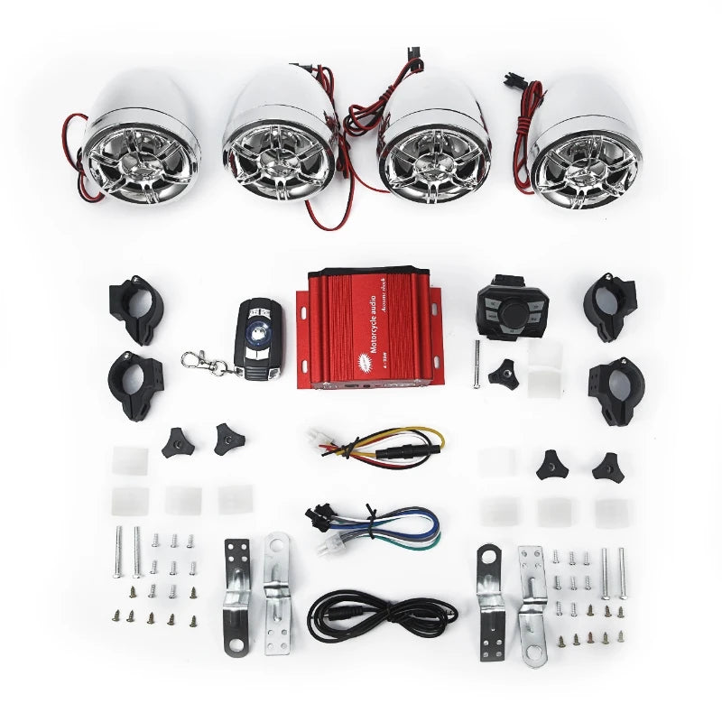 4 Channel High Power Motorcycle Speakers Mp3 Anti-theft Alarm Motorcycle Audio System Vue