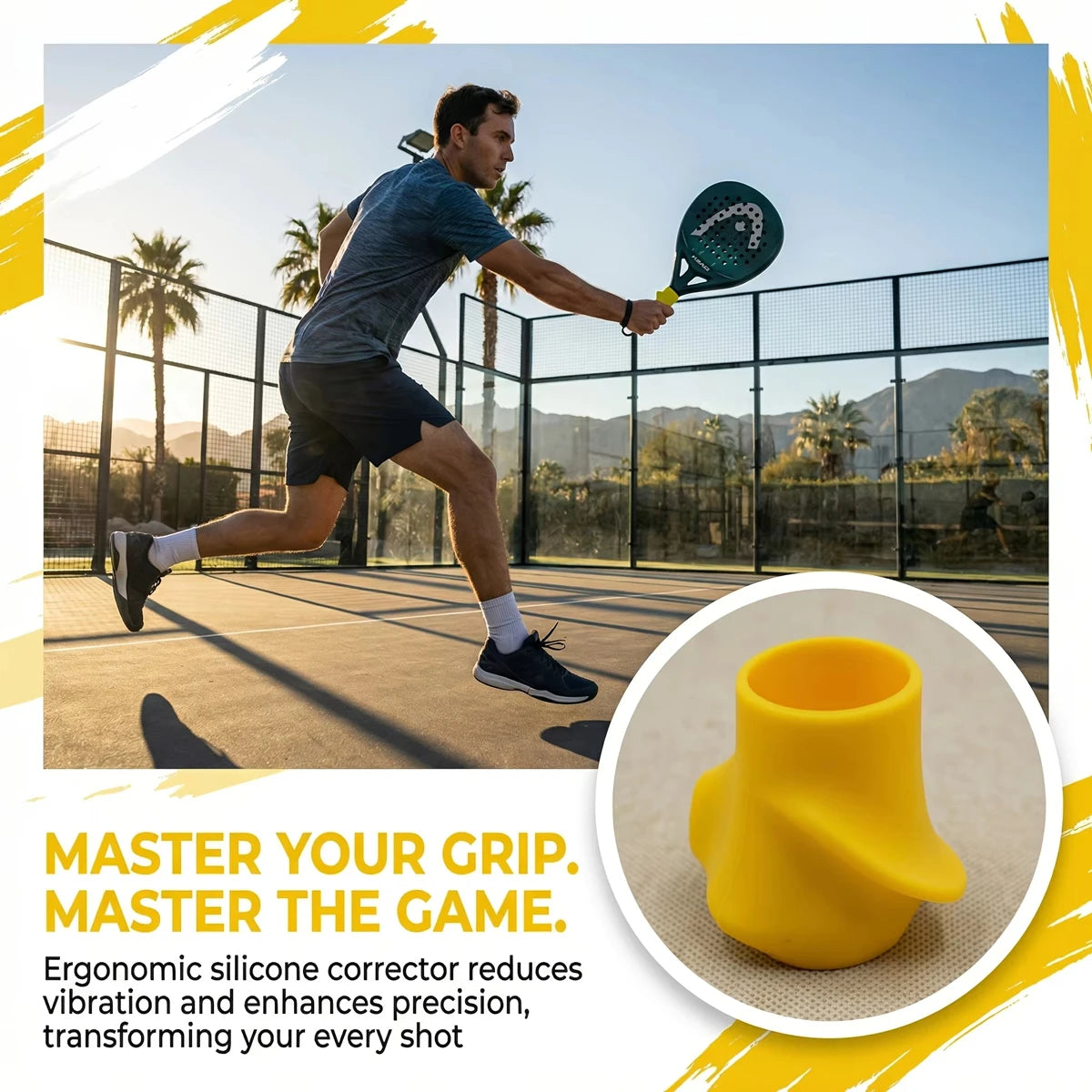Silicone Tennis Pickleball Racket Corrector Shock Absorbing Trainer Easy Installation Posture Beginner Sports Skill Improvement Vue