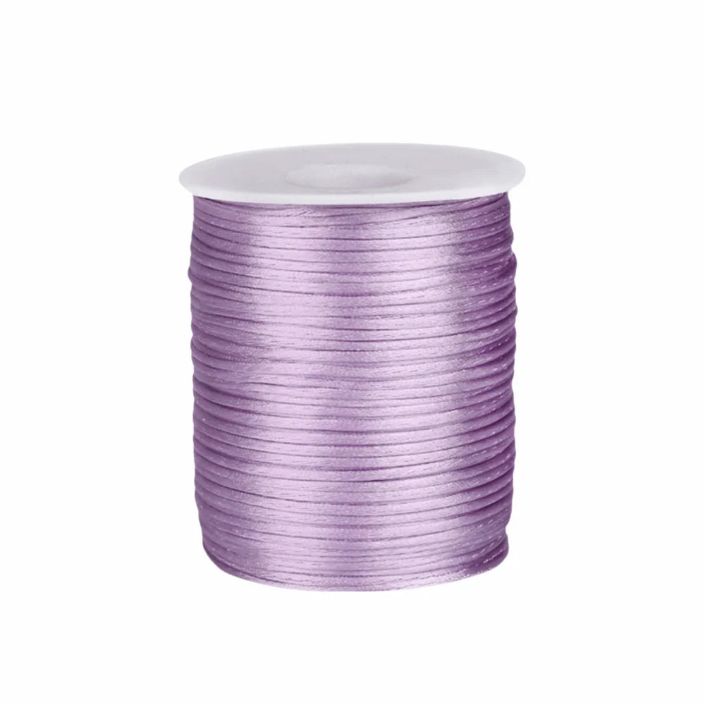 100m Craft String 1.5mm Satin Rattail Cord Solid Color Durable Braided Cord Smooth Versatile Silk Rope Chinese Knotting Vue Light purple