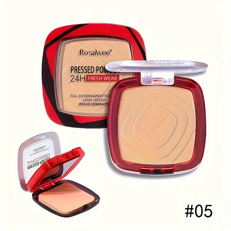 Full Coverage Pressed Powder Foundation With Puff Applicator, 24H Wear Matte Control Oil Foundation Long Lasting Face Makeup Vue 05