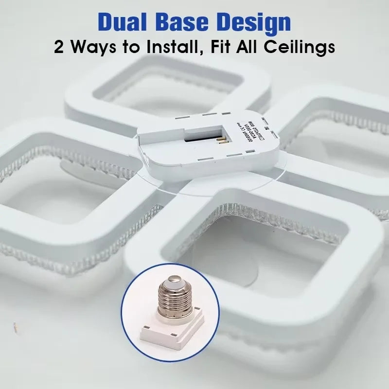 LED Ceiling Fan Light E27 with Remote Control for Dimming Suitable for Living Room Study Household Use 85-265V Vue