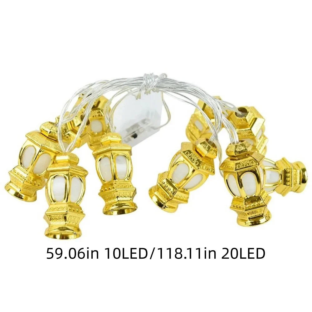 1pc 1.5M/3M Golden Retro Palace Lamp String, Battery Powered, Used for Ramadan Wedding Parties Indoor Outdoor Holiday Home Decor Vue