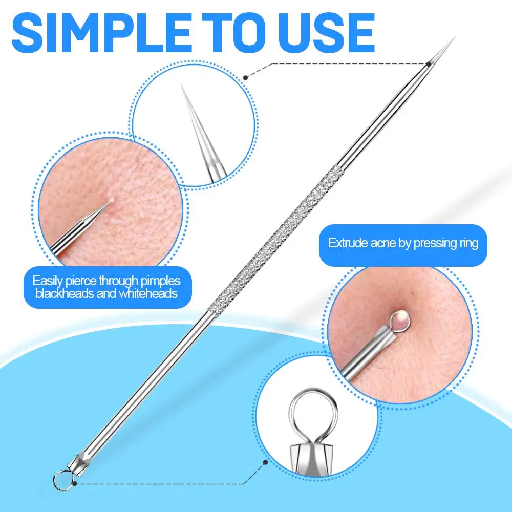 Teenitor Pimple Extractor Acne Treatment Tool Surgical Grade Blackhead Comedone Removal 2-in-1 Tool for Face Nose Blackhead Extr Vue