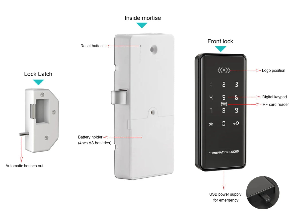 Security Cabinet Password Locks Keyless Drawer Combination Code Digital Lock for Gym Locker Lock Electronic RFID Furniture Lock Vue